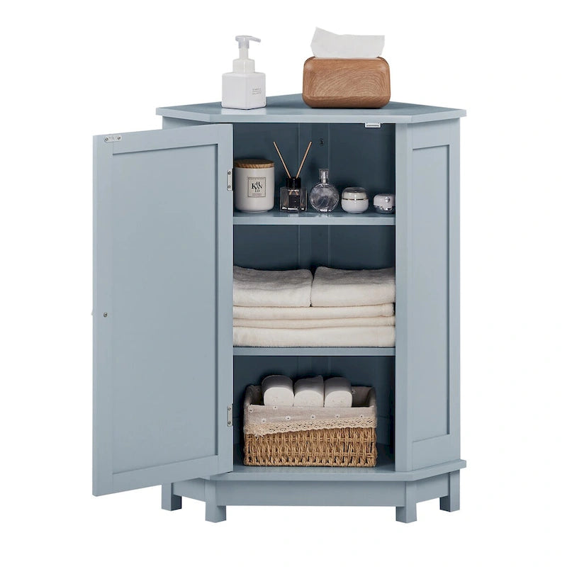 Meuble d'angle de salle de bain avec étagère réglable