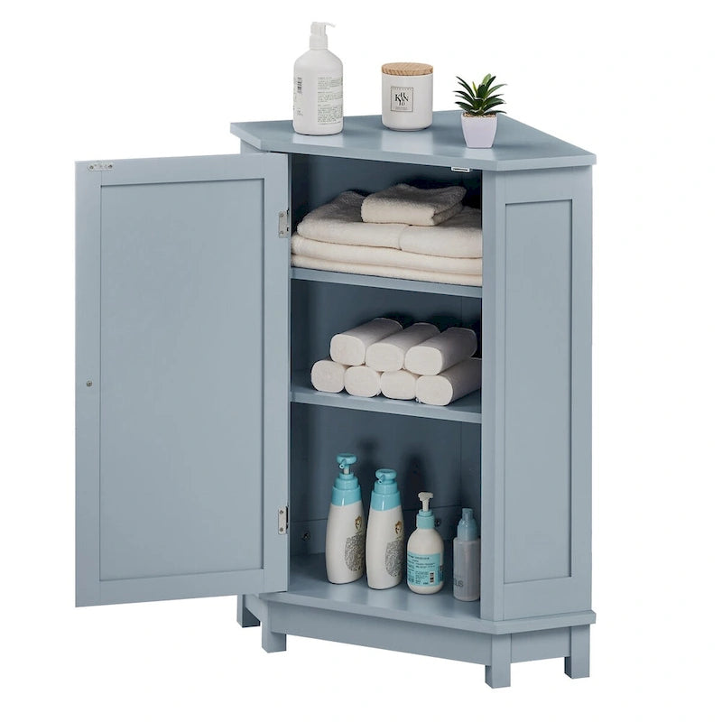 Meuble d'angle de salle de bain avec étagère réglable