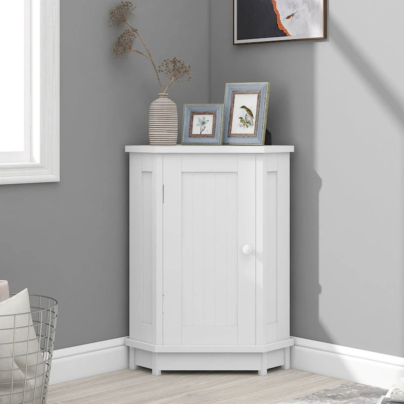 Meuble d'angle de salle de bain avec étagère réglable