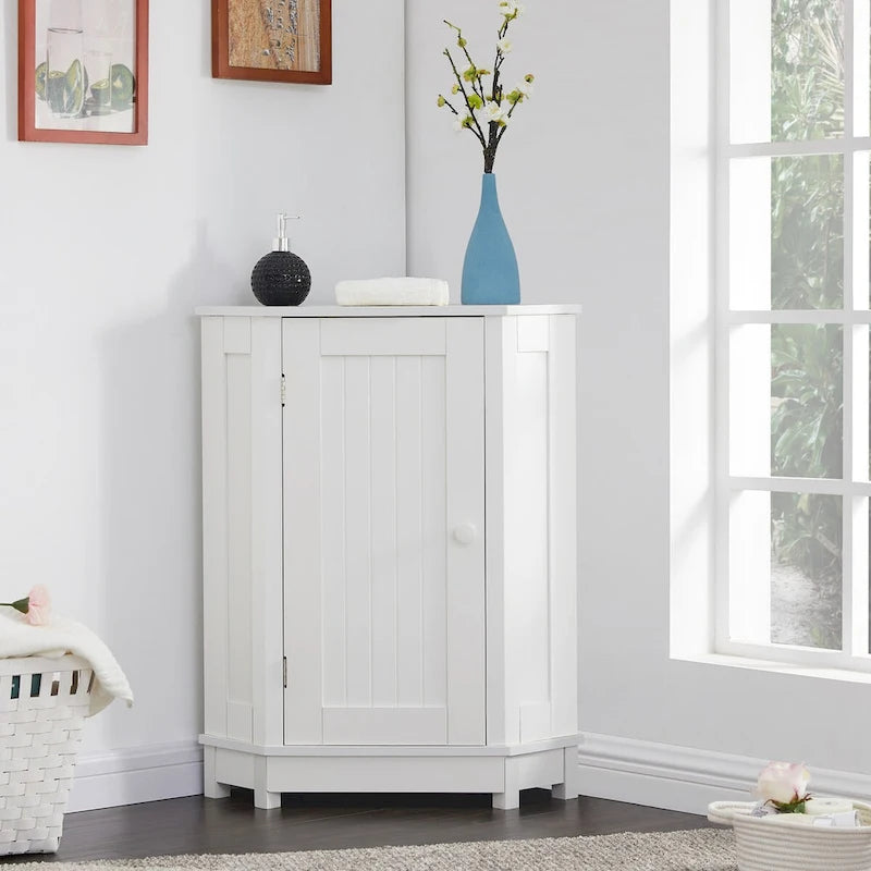 Meuble d'angle de salle de bain avec étagère réglable