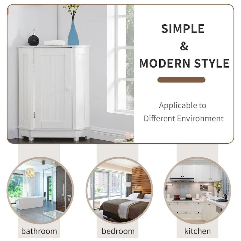 Meuble d'angle de salle de bain avec étagère réglable