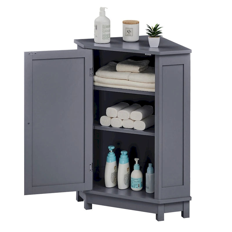 Meuble d'angle de salle de bain avec étagère réglable
