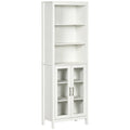 Armoire de rangement haute pour salle de bain avec étagère à 3 niveaux, armoire à porte vitrée, tour de lin autoportante avec étagères réglables