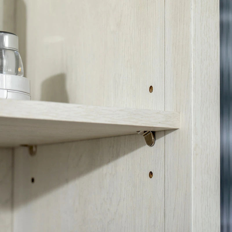 Armoire de rangement haute pour salle de bain avec étagère à 3 niveaux, armoire à porte vitrée, tour de lin autoportante avec étagères réglables