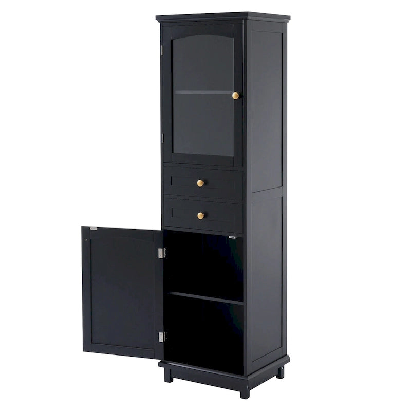 Armoire de salle de bain haute avec portes vitrées