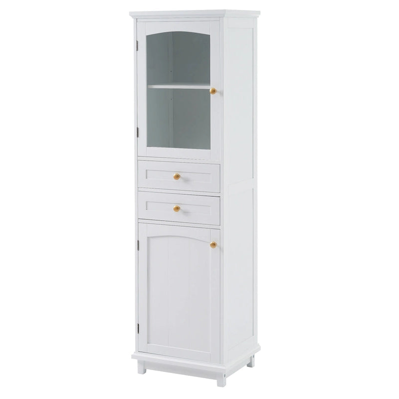 Armoire de salle de bain haute avec portes vitrées