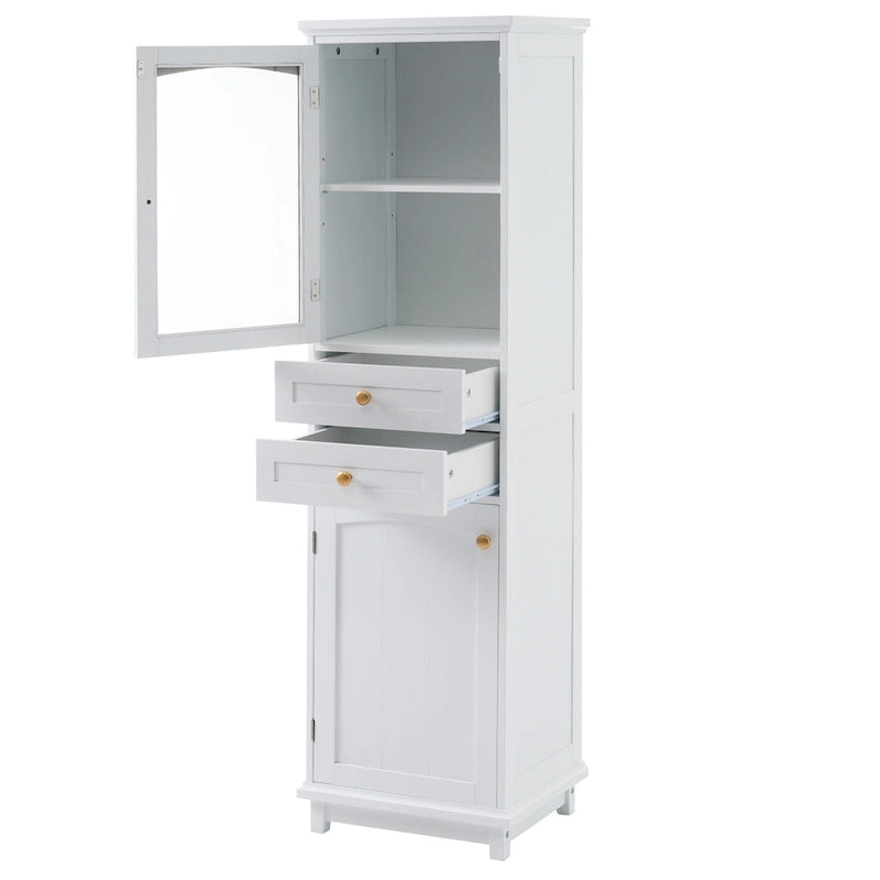 Armoire de salle de bain haute avec portes vitrées