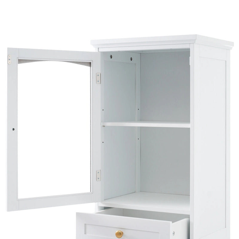 Armoire de salle de bain haute avec portes vitrées
