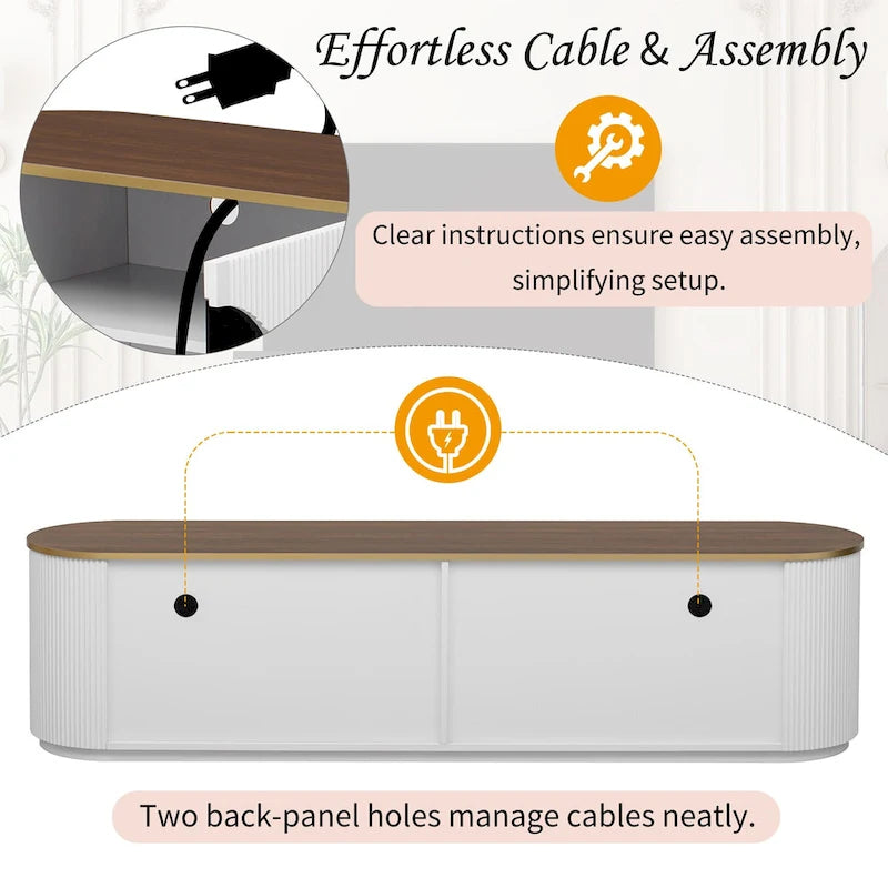 70.8 Modern Minimalist TV Stand for TVs up to 80 Inches, Entertainment Center with 3 Drawers and 1 Shelf Metal Handles
