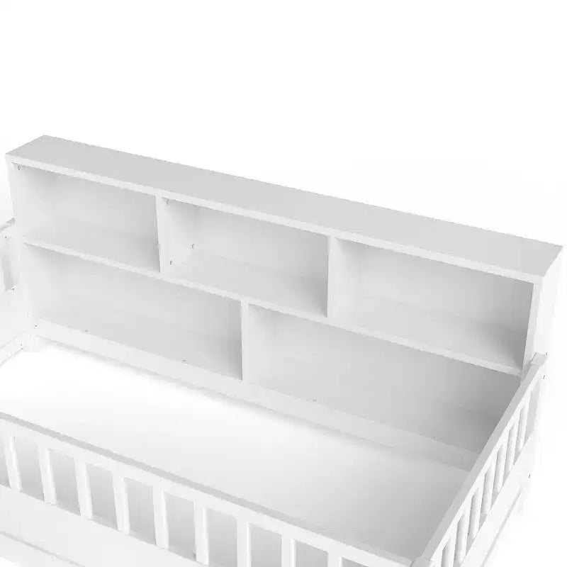 GDFStudio Cissie Modern Pinewood Guardrail Floor Bed with Side Storage