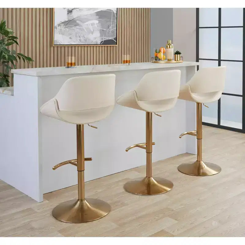 LumiSource Set of 2 Fabrico Adjustable Barstools PU