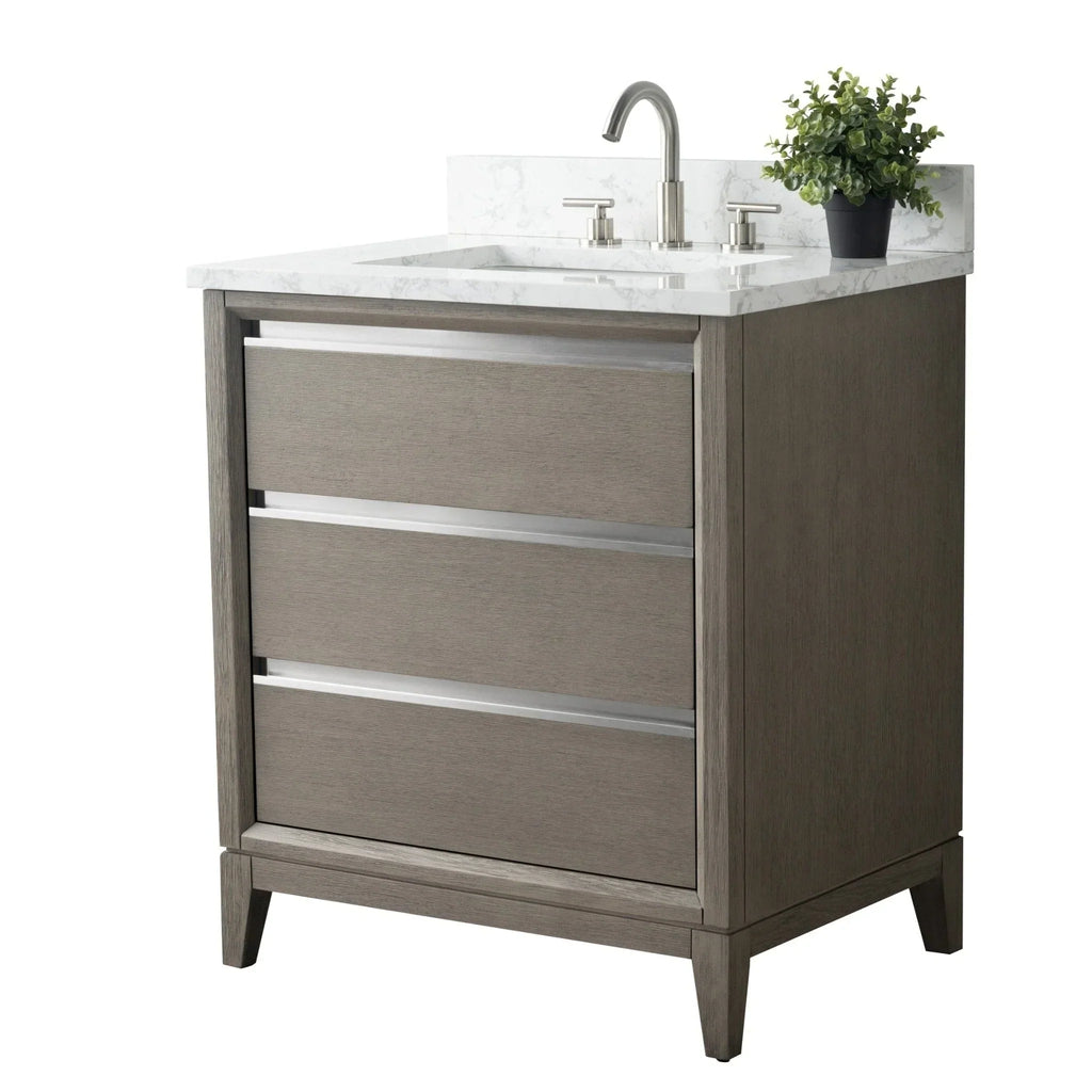 Vanity Art Bathroom Vanity with Ceramic Sink and Engineered Marble Top