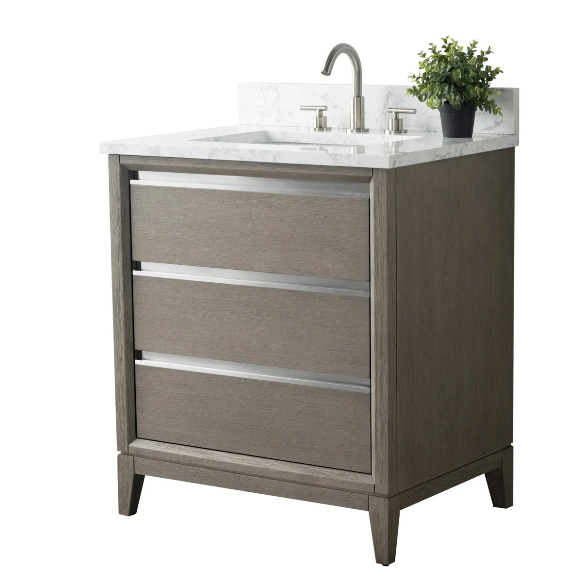 Vanity Art Bathroom Vanity with Ceramic Sink and Engineered Marble Top