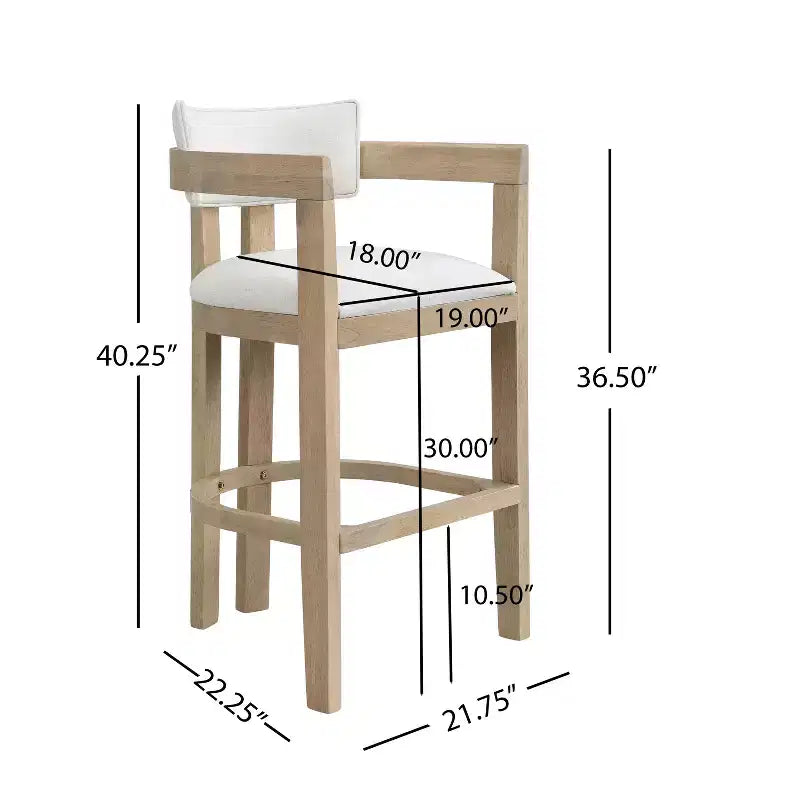 Christopher Knight Home Peyton Rubberwood Upholstered Bar Stool with Curved Open Back (Set of 2)
