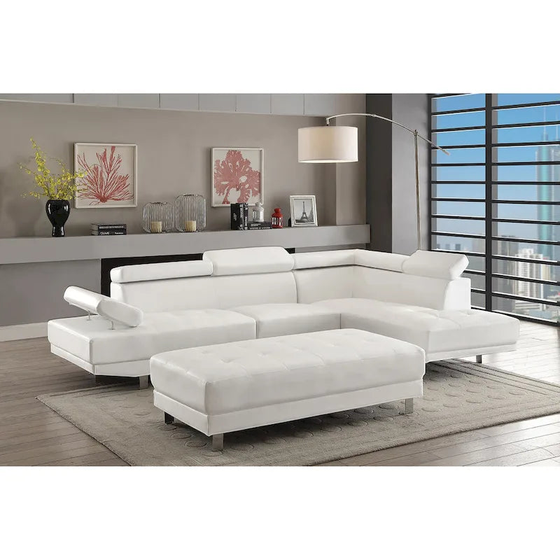 Riveredge 109 in. W 2-piece Faux Leather L Shape Sectional Sofa - 76L x 109W x 28H