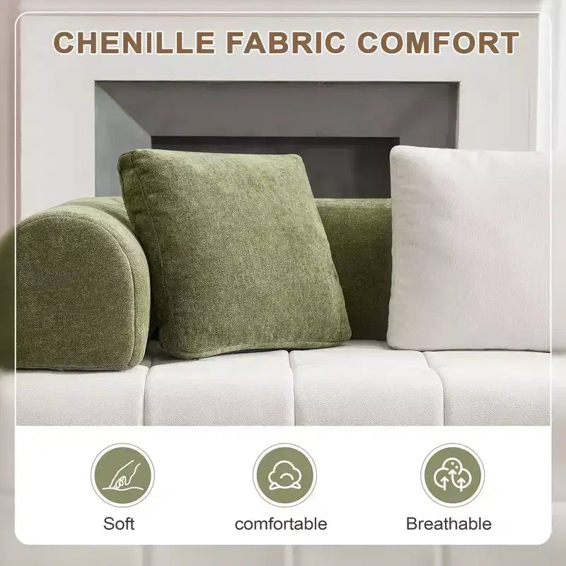 110.23 in. W Colorblock Modular 4-Seater Chenille Sofa with Curved Armrests