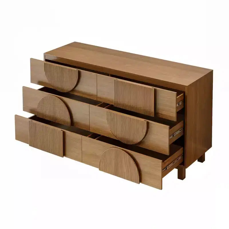 6-Drawer Modern Geometric Dresser, Half-Circle Accent Wide Storage Chest for Bedroom & Living Room