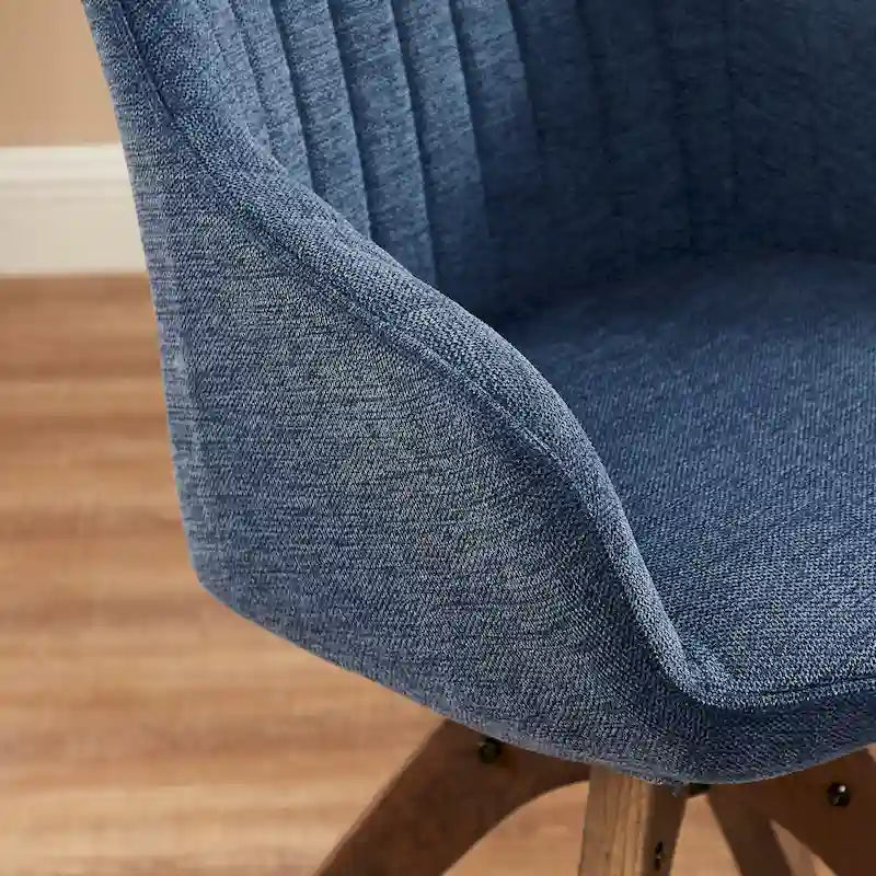 Modern Home Office Swivel Arm Accent Chair with Wood Legs