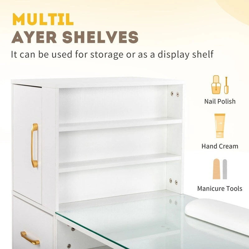 55-Inch Computer Desk with Shelves, Drawers and Cabinet