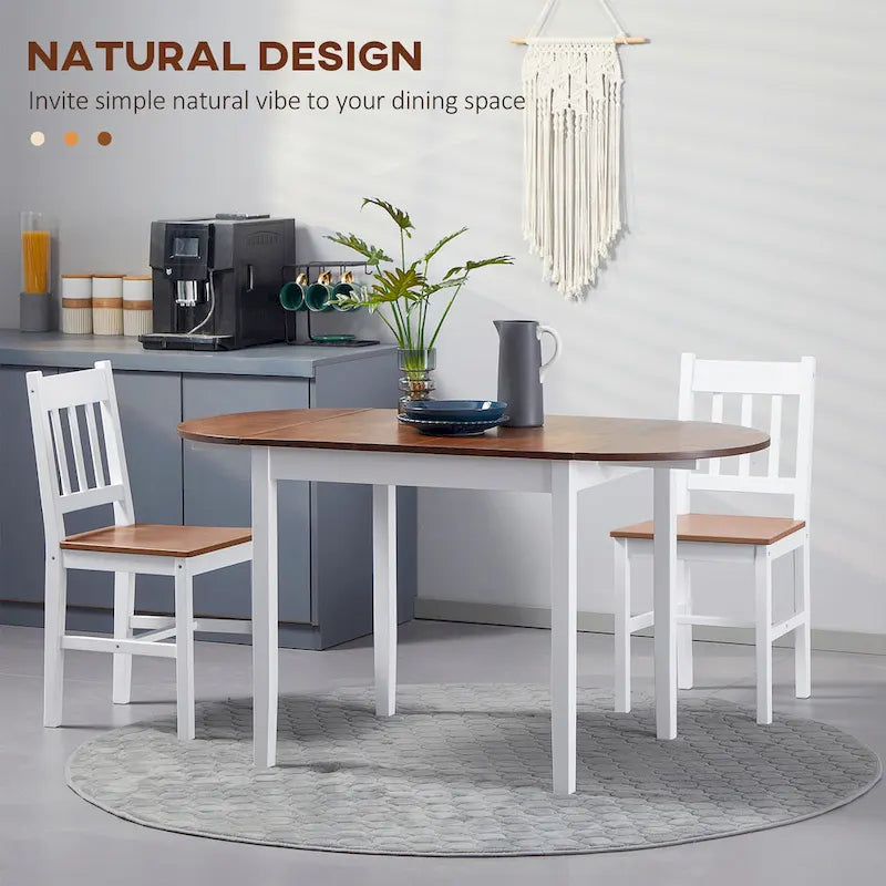 HOMCOM 55 Solid Wood Kitchen Table, Drop Leaf Tables for Small Spaces, Folding Dining Table