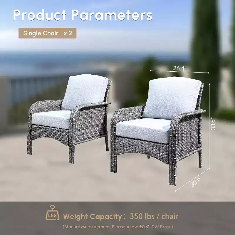 HOMLUX Set of 2 Patio Wicker Chairs Set Outdoor All Weather High Back Rattan Chairs