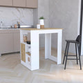 Kitchen Island with 1-Door Cabinet Push to open System and Side Shelves