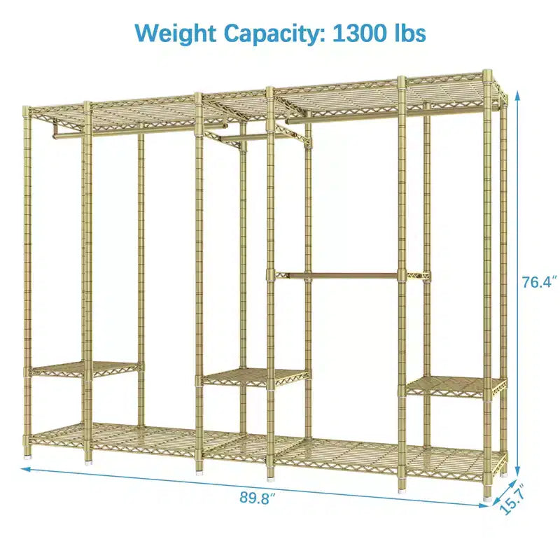 Extra Large Portable Closet Rack Heavy Duty Clothes Rack Max Load 1300 lbs