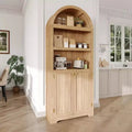 72 Tall Arched Cabinet, 5 Tier Arched Bookshelf with Double Doors & Adjustable Shelf, Wooden Bookcase with Storage for Home Office