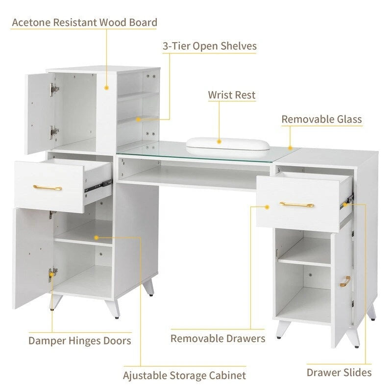 55-Inch Computer Desk with Shelves, Drawers and Cabinet
