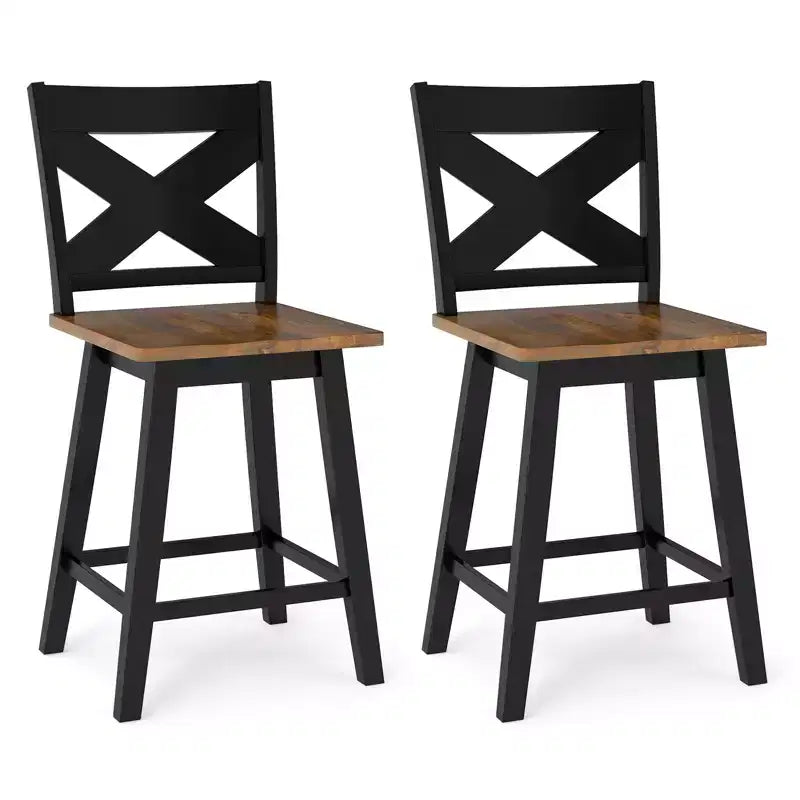 Costway 24 Swivel Barstools Set of 4 w/Backrest Large Seat Footrest for Kitchen Island