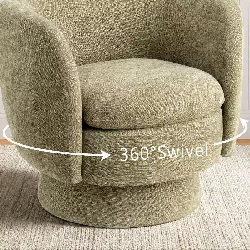 Set of 2 Modern Swivel Barrel Chair with Upholstered Fabric, 360 Rotating Accent Lounge Chair for Living Room, Bedroom-Panipeachy