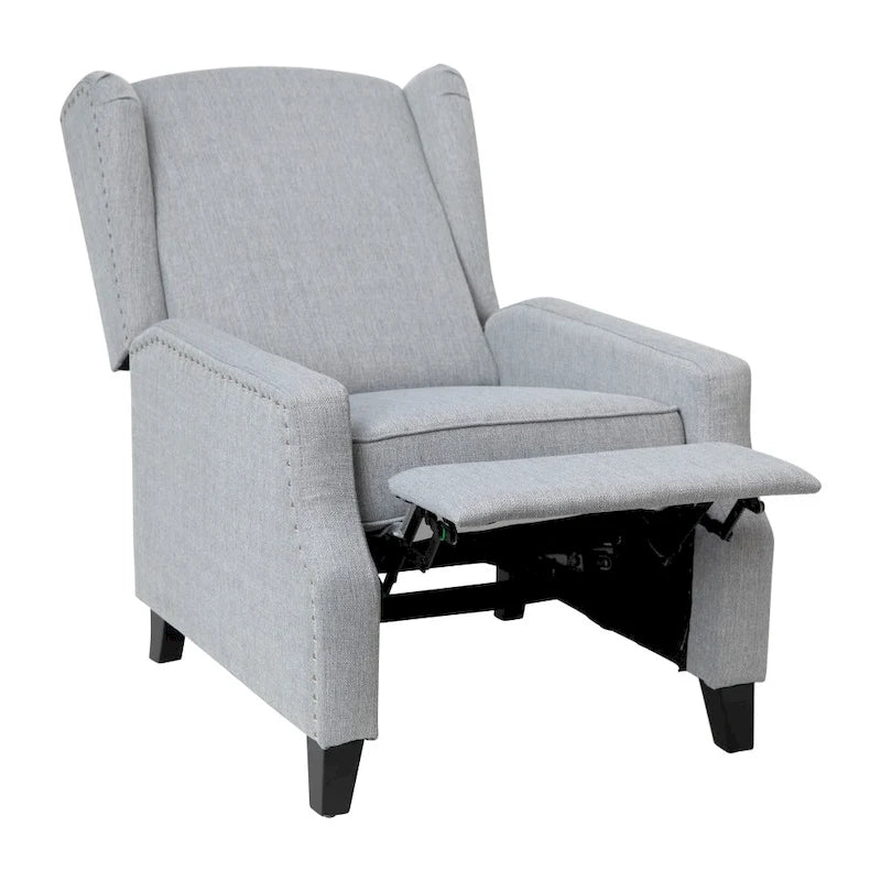 Push Back Wing Back Pocket Spring Recliner with Side Accent Nail Trim