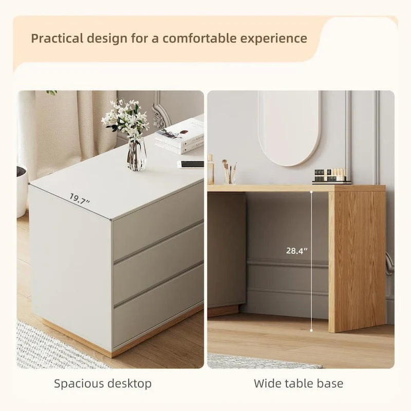 55.2-inch white corner desk with 6 drawer storage