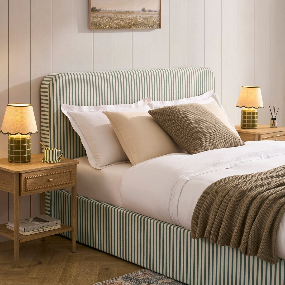 Storage Bed - Sage Stripe