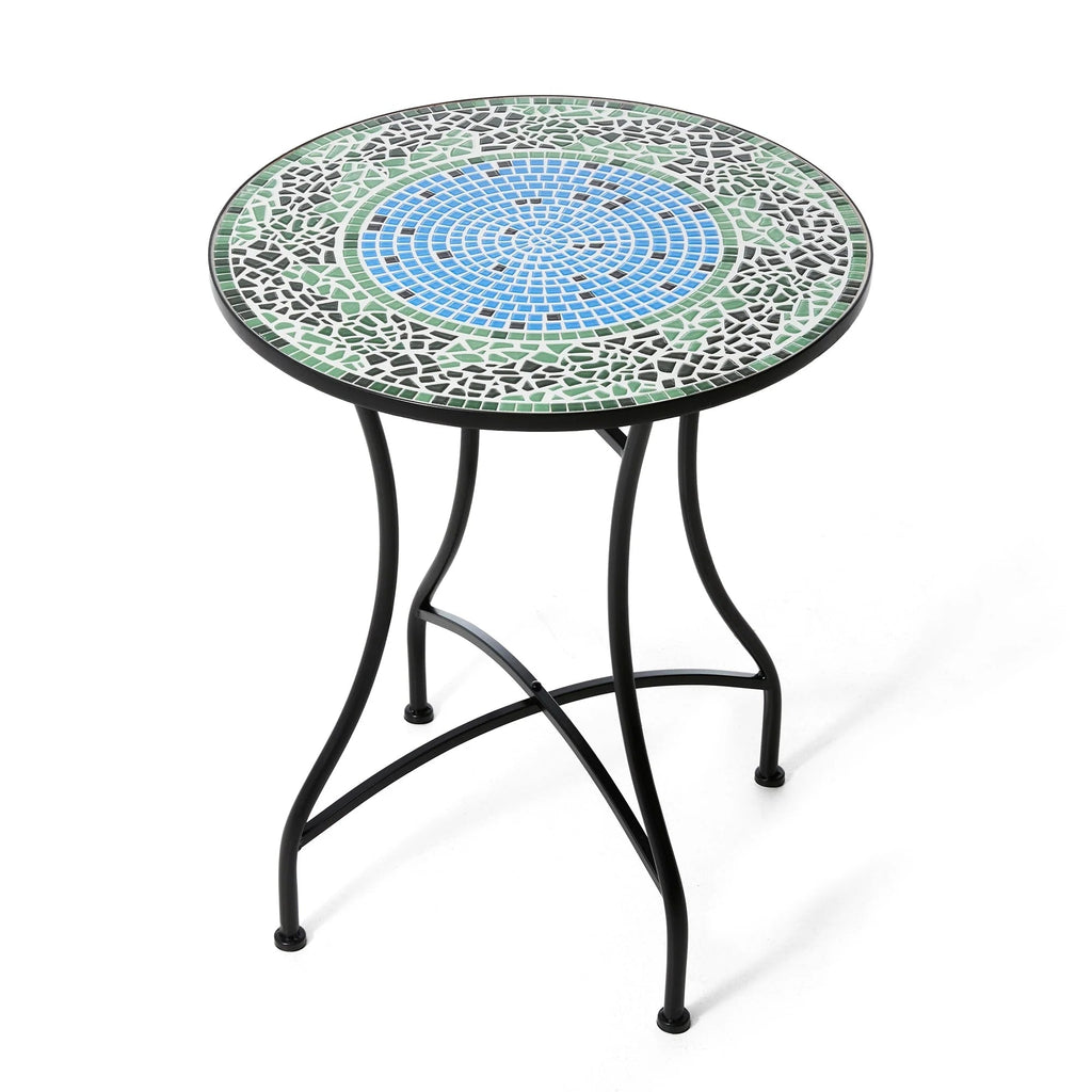 Glitzhome Outdoor Metal Folding Bistro Set 3PCS Patio Table Chairs