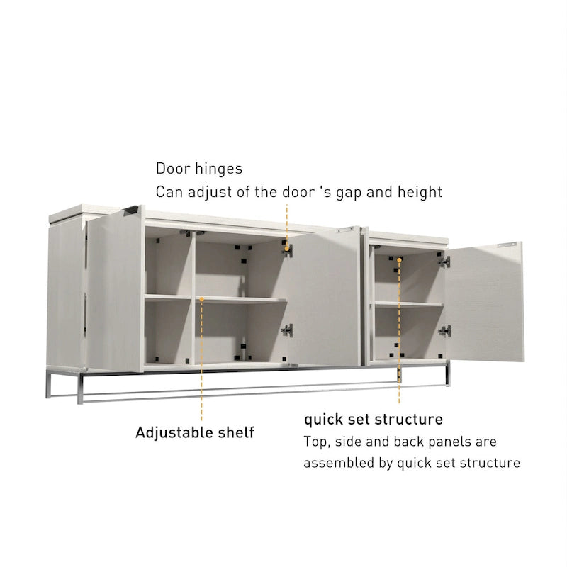 Clihome Furniture Wood 4-Door Accent Cabinet