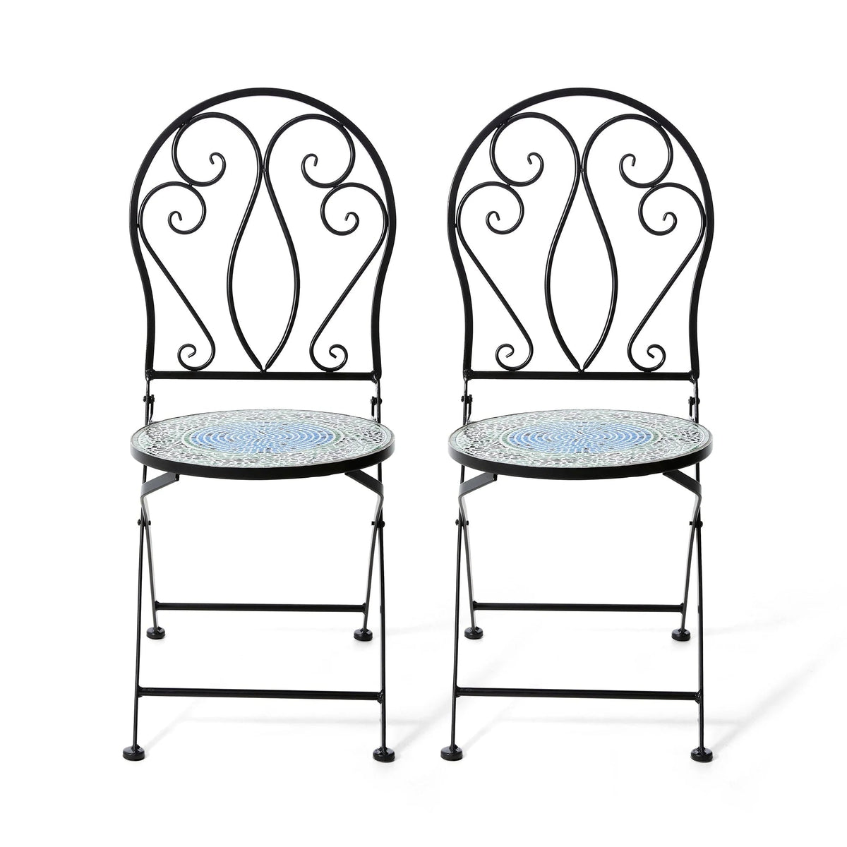 Glitzhome Outdoor Metal Folding Bistro Set 3PCS Patio Table Chairs