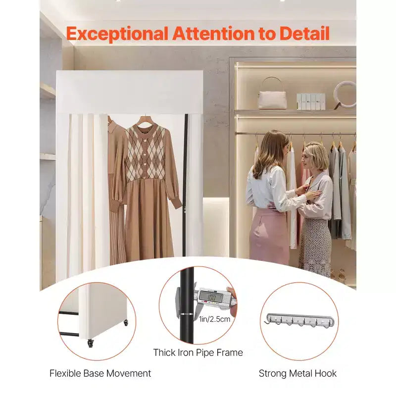 VEVOR Fitting Room, Dressing Room with Thick Polyester Curtains, Privacy Space with Shading Curtain and a Hook, 39 x 39 x 78 in, Gray
