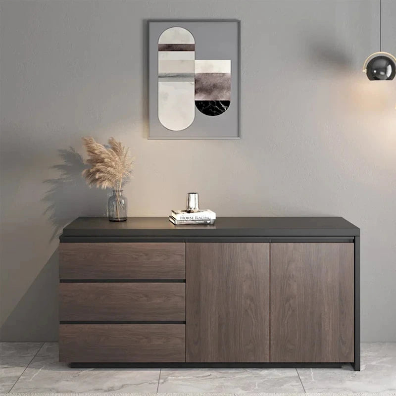 Home Office Expandable Desk with Drawer Dresser for Storage