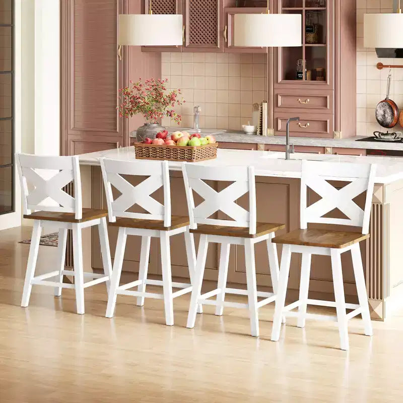 Costway 24 Swivel Barstools Set of 4 w/Backrest Large Seat Footrest for Kitchen Island