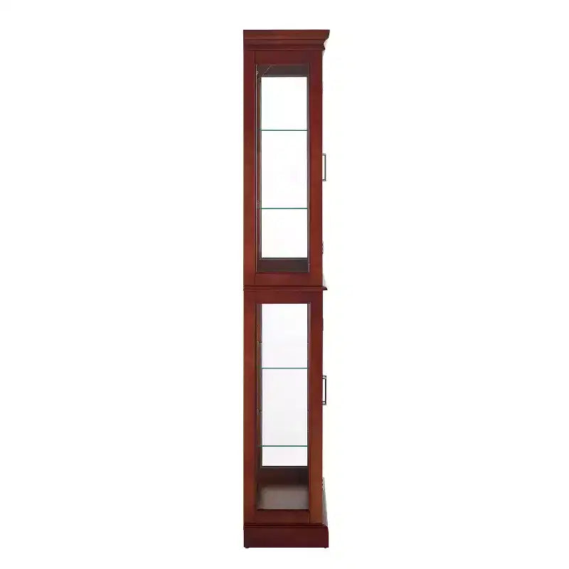Display Cabinet, Curio Cabinet with 6 Adjustable Shelves and Tempered Glass Doors, Tall Cabinet for Living Room, Bedroom