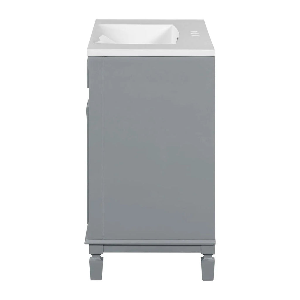 36 Modern Bathroom Vanity with Top Sink and Mirror Cabinet,2 Doors and 2 Drawers