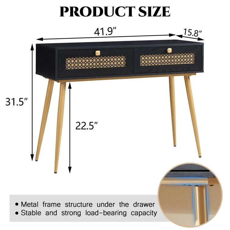 41.9 Wood 2-Drawer Entryway Console Table