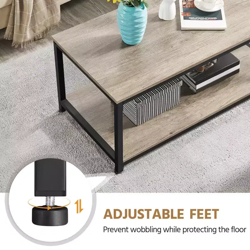 Yaheetech Wood Industrial Coffee Table with Storage Shelf for Living Room