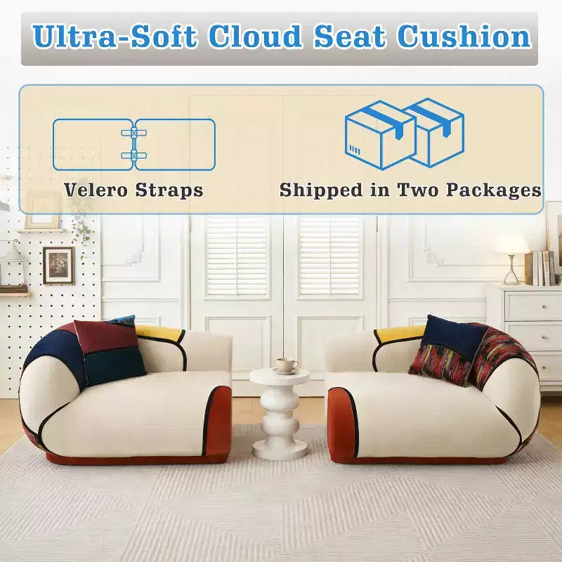 Dyonery 104-inch ultra-large modern curved sofa, sectional floor lounge sofa, equipped with cushions, no assembly required