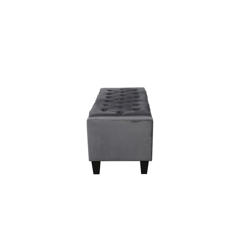 Velvet Button Tufted Flip Top Storage Bench
