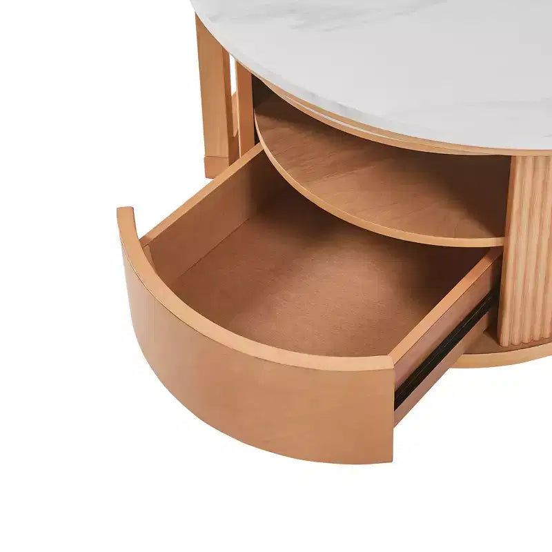 Modern Nesting Coffee Table with Drawer, Round Center Table with storage for Living Room