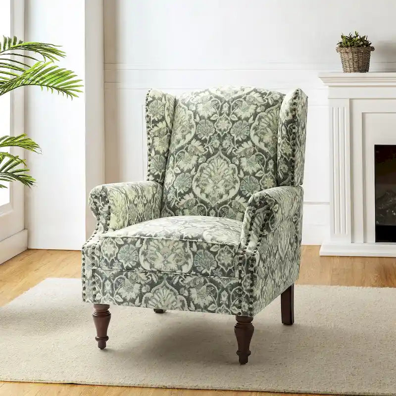 Gott Traditional Wingback Armchair with Solid Wood Legs by HULALA HOME