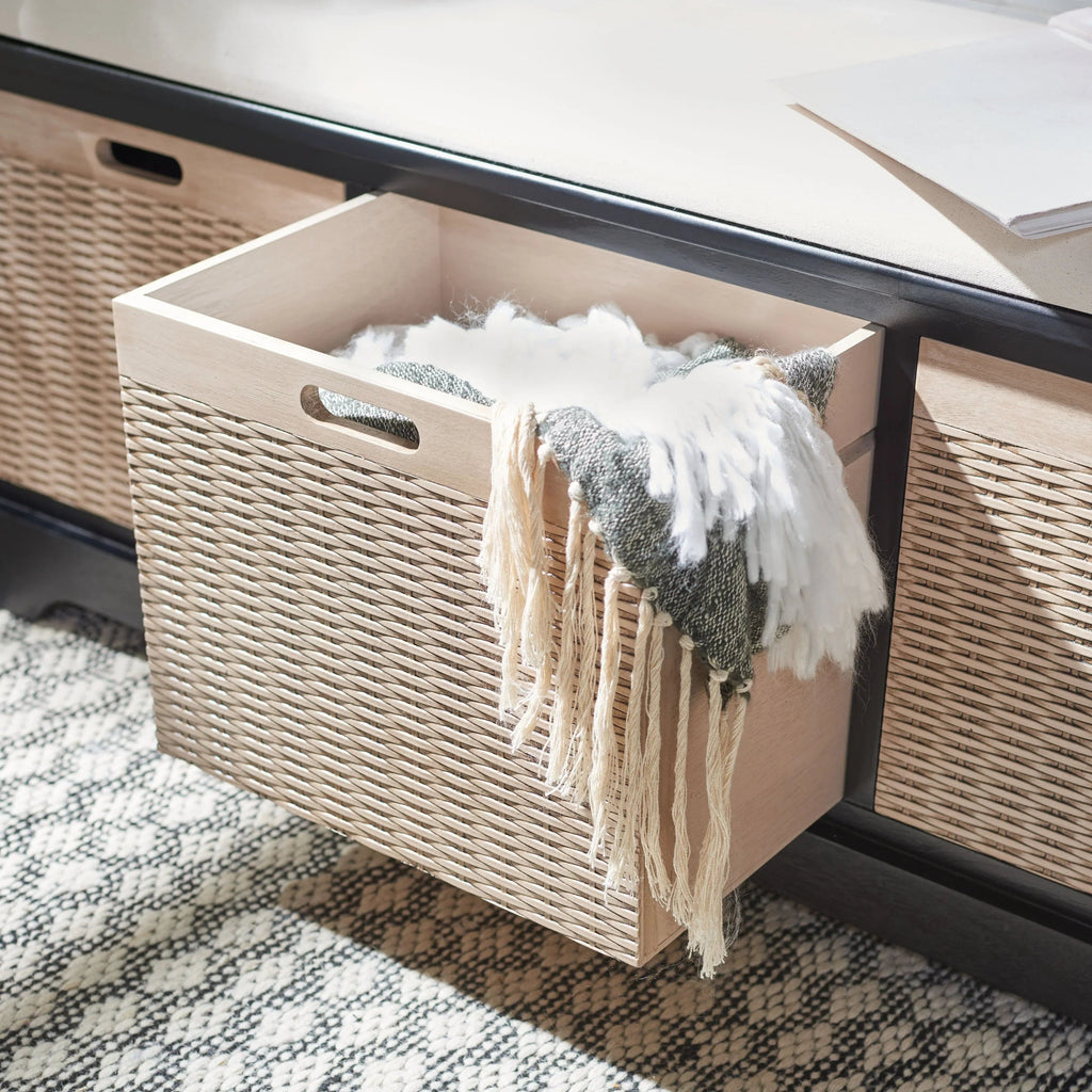 SAFAVIEH Fiorello 3-Drawer with Cushion Storage Bench - 47.3 W x 15 L x 19 H - 47Wx15Dx19H