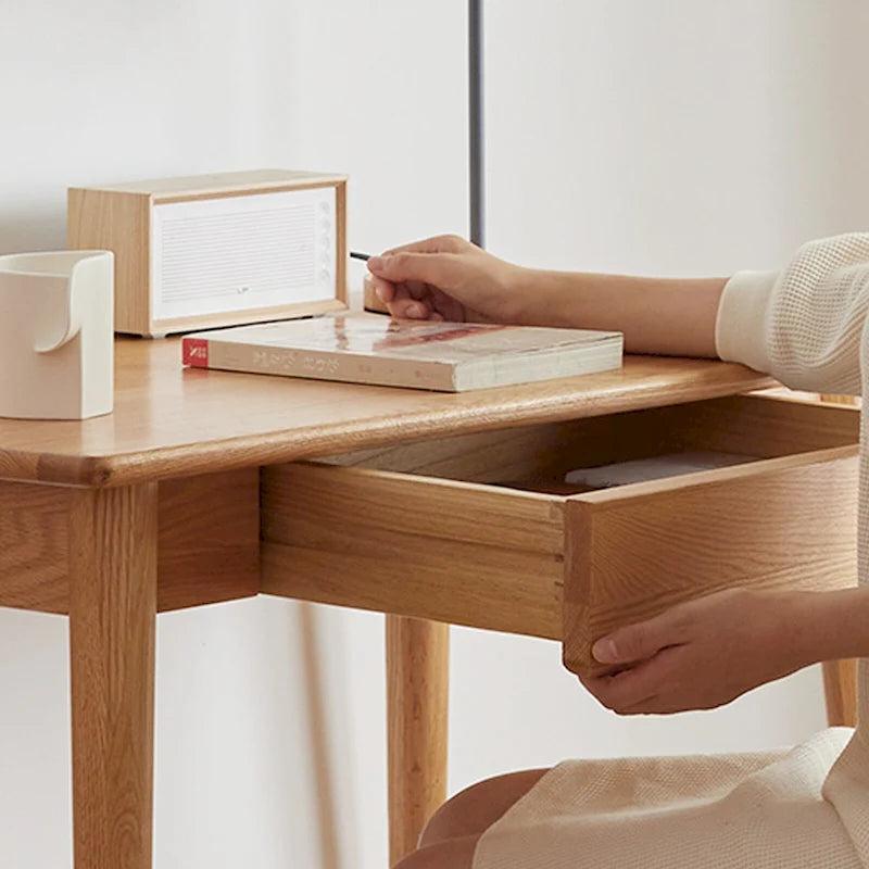 Solid Wood Study Computer Desk with Drawer for Primary Living Space